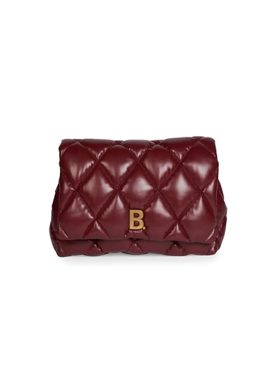 Shop Balenciaga Women's Touch Quilted Leather Clutch In Dark Red