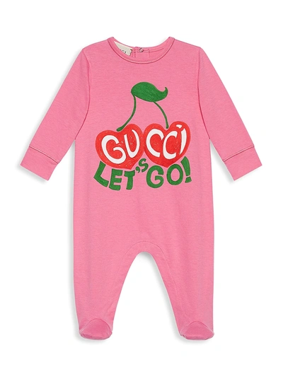 Shop Gucci Baby Girl's Gg Let's Go Footie In Pink