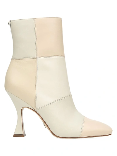 Shop Sam Edelman Olina Square-toe Patchwork Leather Ankle Boots In Ivory