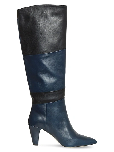 Shop Gestuz Women's Lorelle Colorblock Leather Boots In Peacoat
