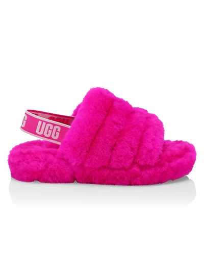 Shop Ugg Women's Fluff Yeah Sheepskin Slingback Slippers In Pink
