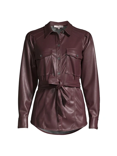 Shop Rebecca Taylor Women's Vegan Leather Self-tie Belt Jacket In Port