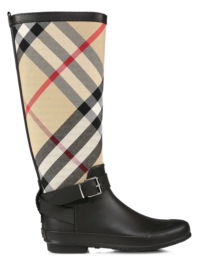 Shop Burberry Women's Simeon Knee-high Vintage Check Boots In Black