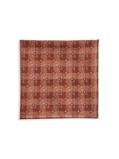 Shop Brunello Cucinelli Men's Check Wool Pocket Square In Red