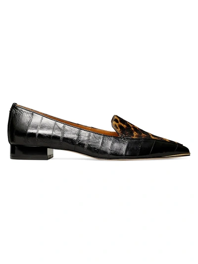 Shop Tory Burch Lila Eel & Leopard-print Calf Hair Loafers In Barbadosle