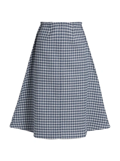 Shop Jw Anderson Angled Hem Checked Skirt In Air Force Blue