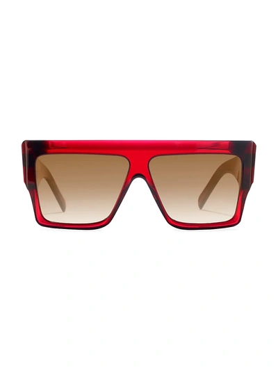 Shop Celine Women's 60mm Flat-top Square Sunglasses In Red