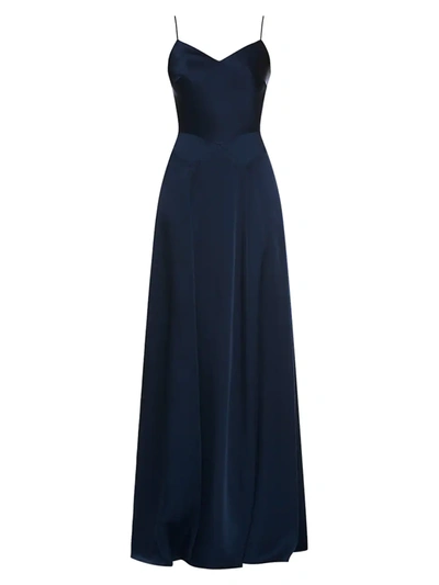 Shop Theia Crepe Back Satin Slip Gown In Midnight