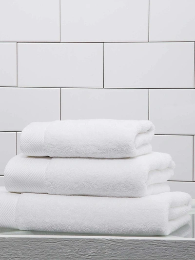 Shop Frette Diamond Border Egyptian Cotton Bath Towel In White