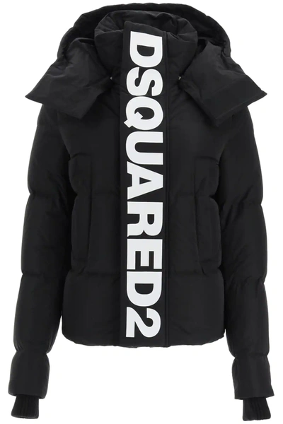 Shop Dsquared2 Down Jacket With Logo In Black,white