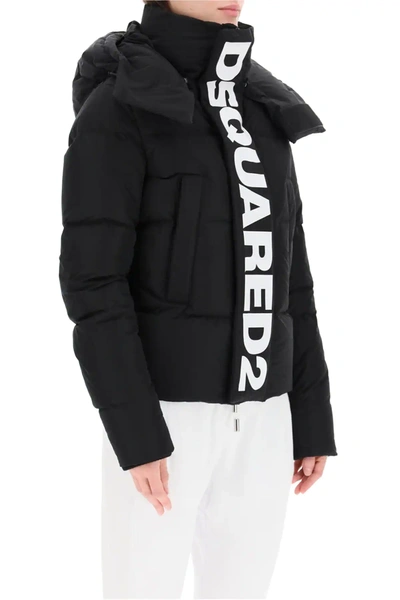 Shop Dsquared2 Down Jacket With Logo In Black,white