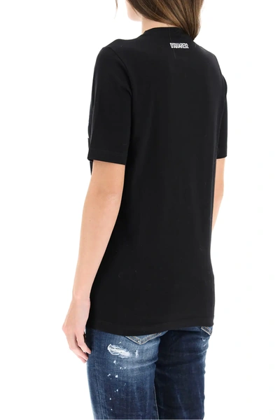 Shop Dsquared2 Icon T-shirt With Crystals In Black