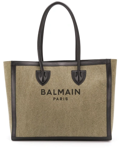 Shop Balmain B-army Tote Bag In Green