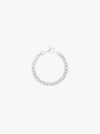 Shop Kenneth Jay Lane Silver Tone Crystal Oval Chain Link Necklace