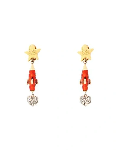 Shop Dolce & Gabbana Woman Earrings Gold Size - Brass, Crystal, Enamel