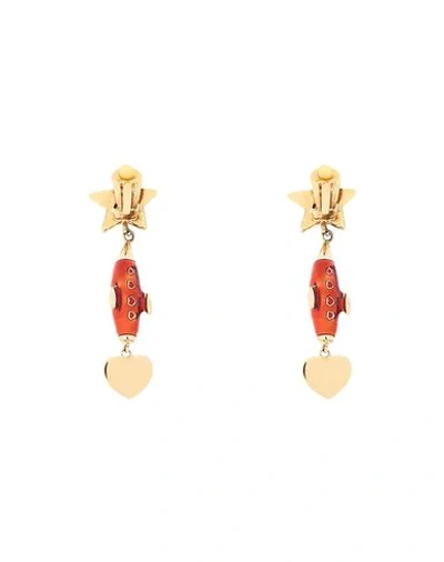 Shop Dolce & Gabbana Woman Earrings Gold Size - Brass, Crystal, Enamel