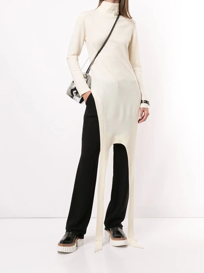 Ambush Apron Jersey Roll Neck Top In White