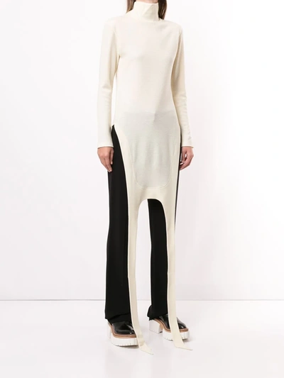 Ambush Apron Jersey Roll Neck Top In White