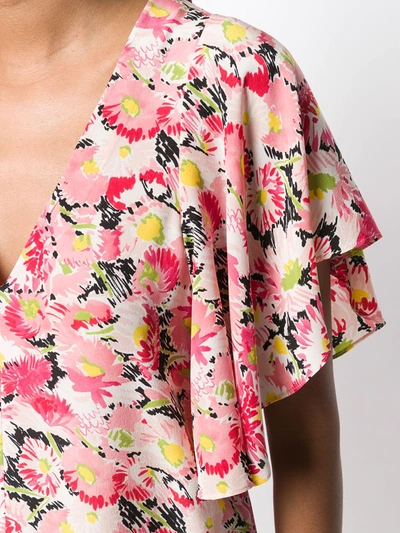 Shop Stella Mccartney Floral-print Flounce-sleeve Blouse In Pink
