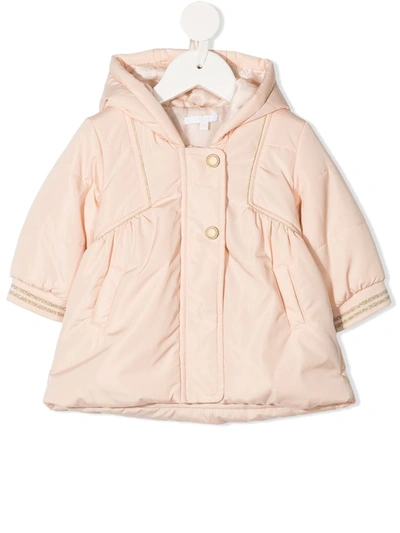 Shop Chloé Hooded Padded Coat In Neutrals