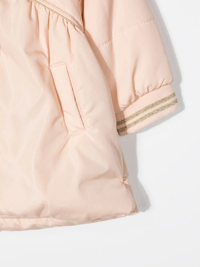 Shop Chloé Hooded Padded Coat In Neutrals
