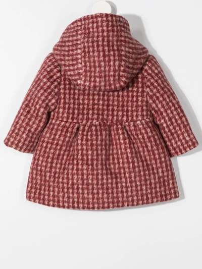 Shop Chloé Patterned Knit Hooded Coat In Red