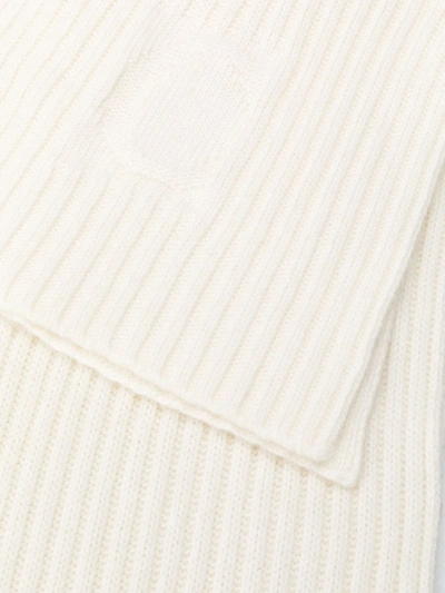 Shop Chloé Ribbed Knit Straight Hem Scarf In White