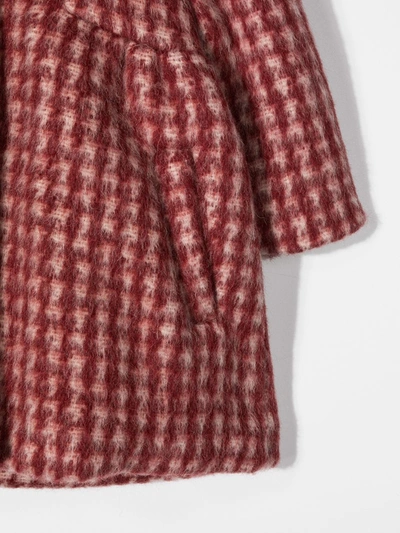 Shop Chloé Patterned Knit Hooded Coat In Red