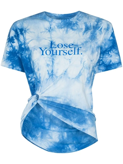 Shop Rabanne Lose Yourself Gathered Tie-dye T-shirt In Blue