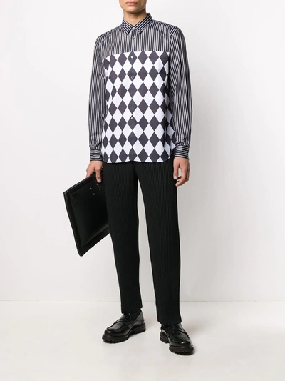 Shop Comme Des Garçons Homme Deux Mix-print Long-sleeved Shirt In Black