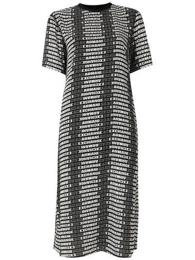 Shop Armani Exchange Logo Print T-shirt Dress In Black