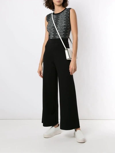 Shop Armani Exchange Logo Intarsia Knit Jumpsuit In 7254