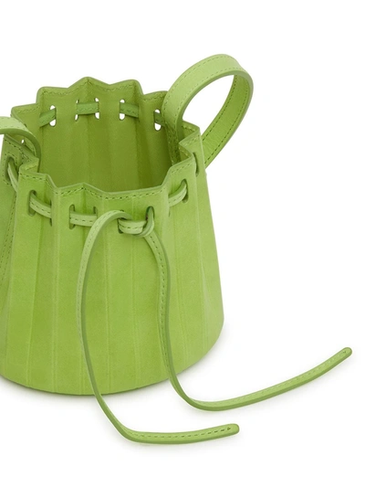 Shop Mansur Gavriel Baby Pleated Bucket Bag In Green