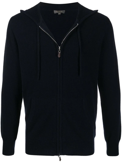 Shop N•peal Zipped Cashmere Hoodie In Blue