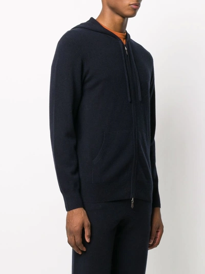 Shop N•peal Zipped Cashmere Hoodie In Blue