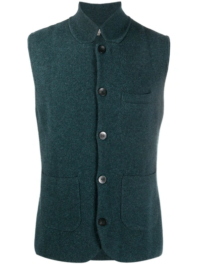 Shop N•peal Collared Cashmere Waistcoat In Green