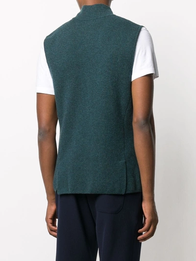 Shop N•peal Collared Cashmere Waistcoat In Green