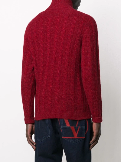 Shop N•peal Cable-knit Zipped Jumper In Red