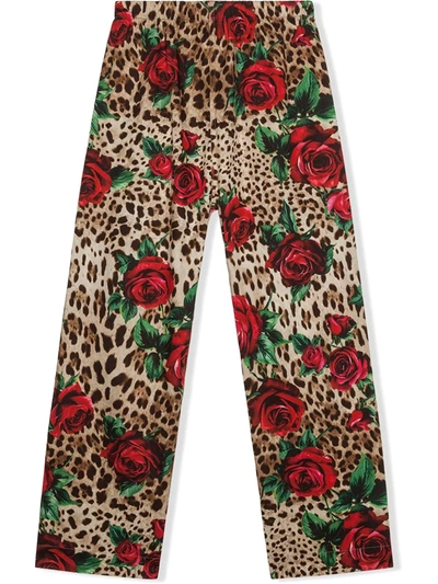 Shop Dolce & Gabbana Leopard Print Pajamas In Brown