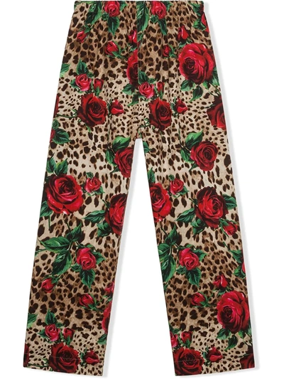 Shop Dolce & Gabbana Leopard Print Pajamas In Brown