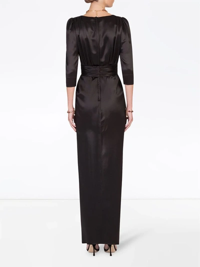 Shop Dolce & Gabbana Draped V-neck Gown In Black
