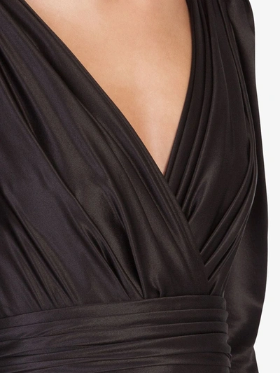 Shop Dolce & Gabbana Draped V-neck Gown In Black