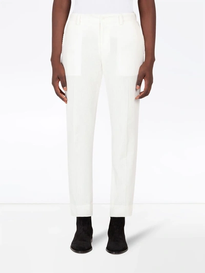 Shop Dolce & Gabbana Velvet Corduroy Trousers In White