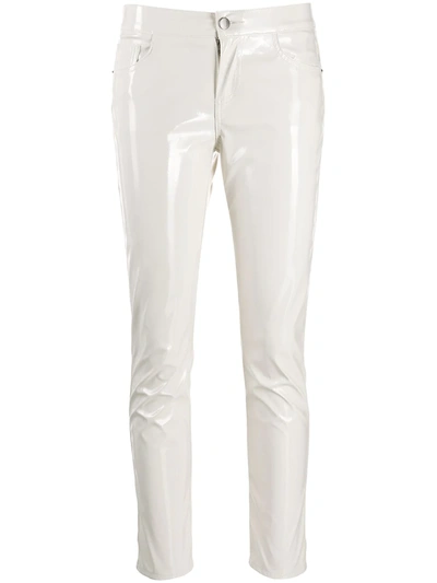 Shop Laneus Patent Finish Trousers In White