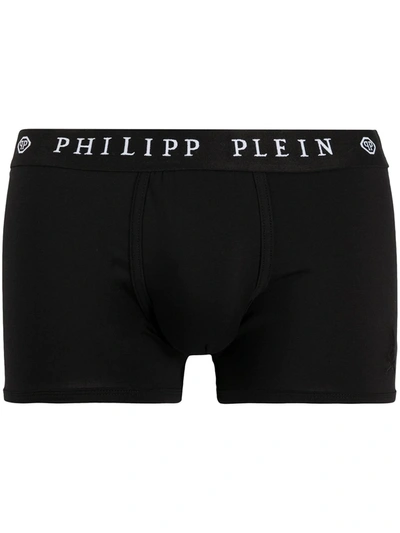 Shop Philipp Plein Logo Embroidered Boxers In Black