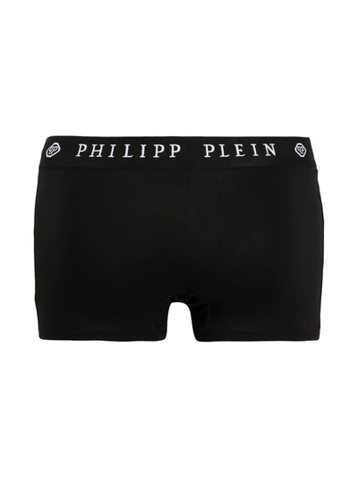 Shop Philipp Plein Logo Embroidered Boxers In Black