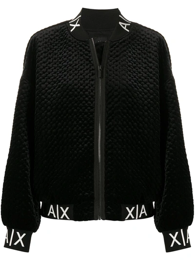 Shop Armani Exchange Textured Bomber Jacket In Black