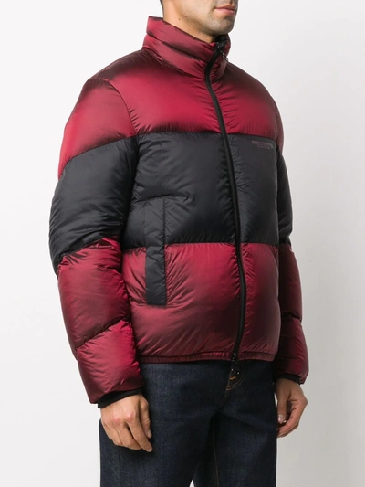 Shop Armani Exchange Colour-block Puffer Jacket In Red