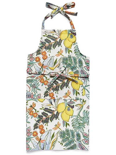 La Doublej Botanical Print Apron In White