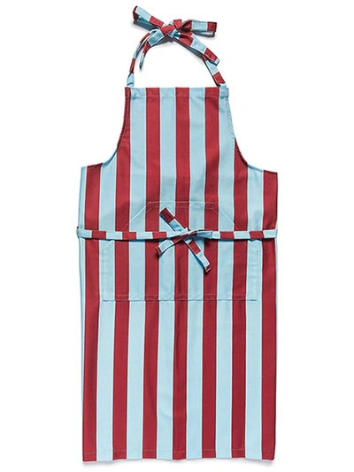 La Doublej Stripe-print Cotton Apron In Blue
